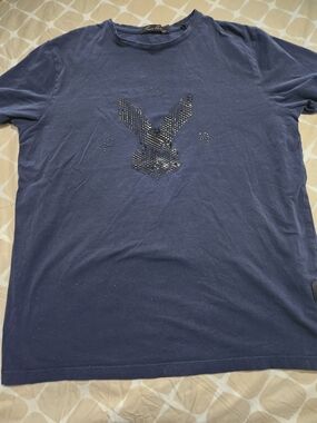 Rare Rabbit Men's Navy Embellished Graphic Tee